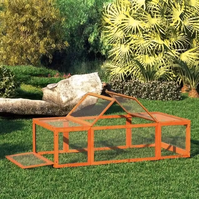 Recinto per piccoli animali ULEVR 180x90x48 cm in legno di abete arancione con tetto e pannello laterale apribili