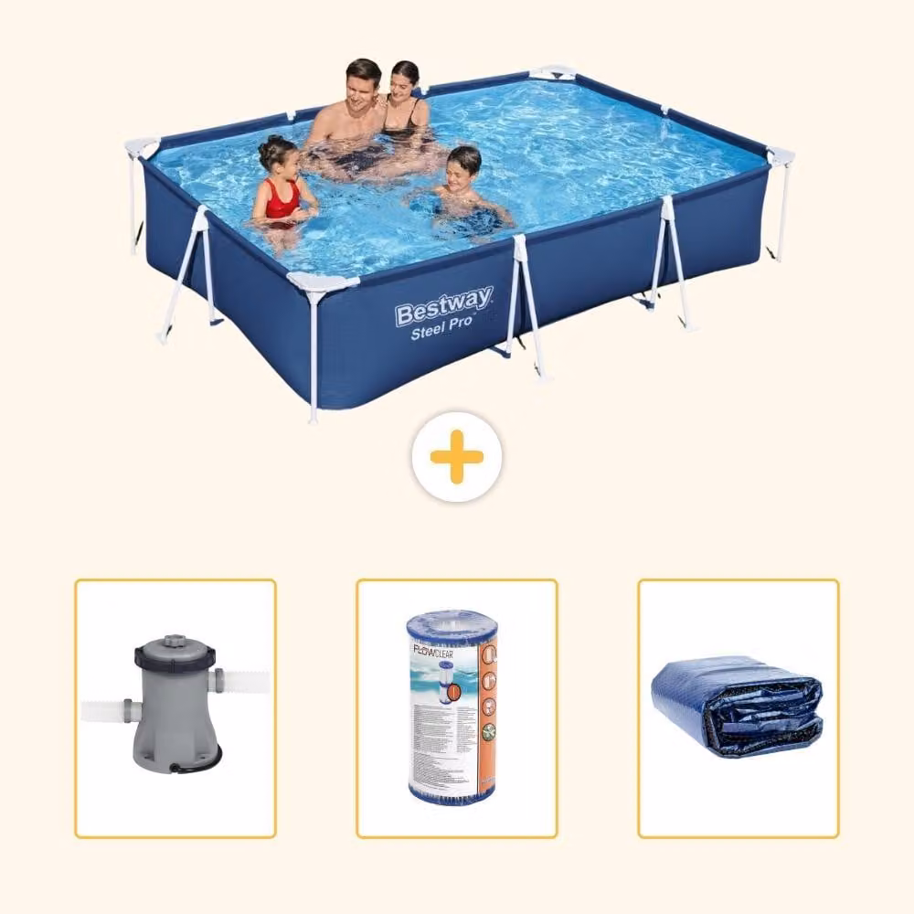 Bestway Steel Pro, piscina rettangolare - 300x201x66 cm - 4 pezzi - Modello S22301