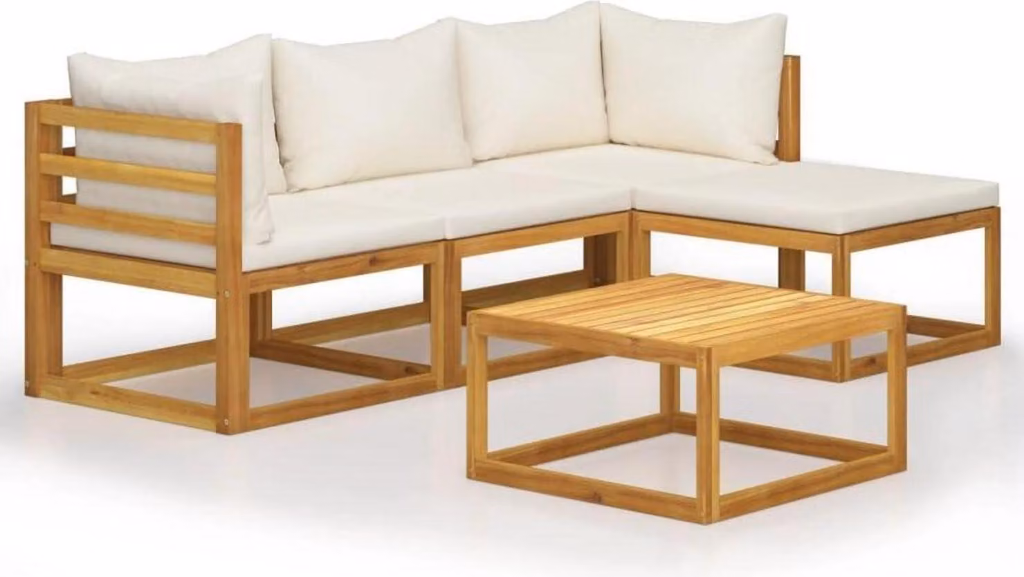 Set da giardino con legno massiccio di acacia, cuscini, 5 pezzi. Gruppo di sedute