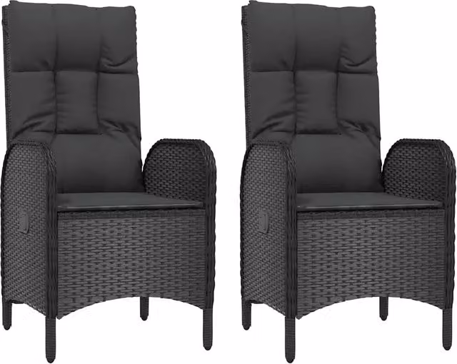 Sedie da Giardino 2 pz | Sedie da Esterno in Polyrattan Nero