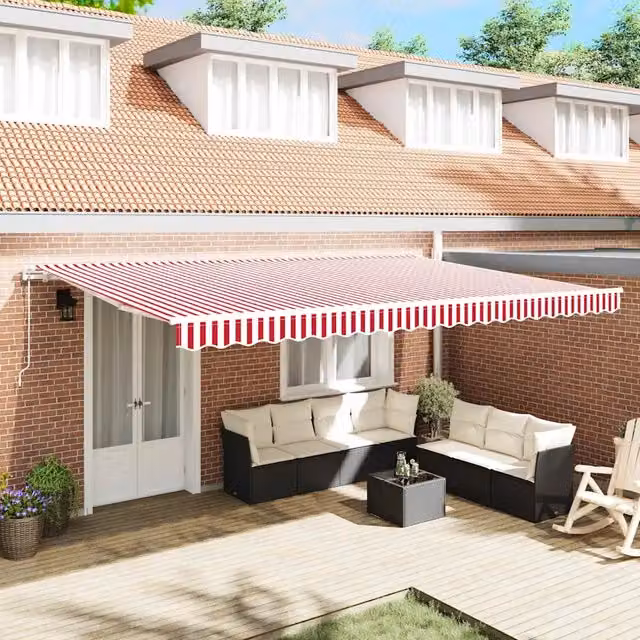 Tenda retrattile Rosso e Bianco 500 × 350 cm 3331495