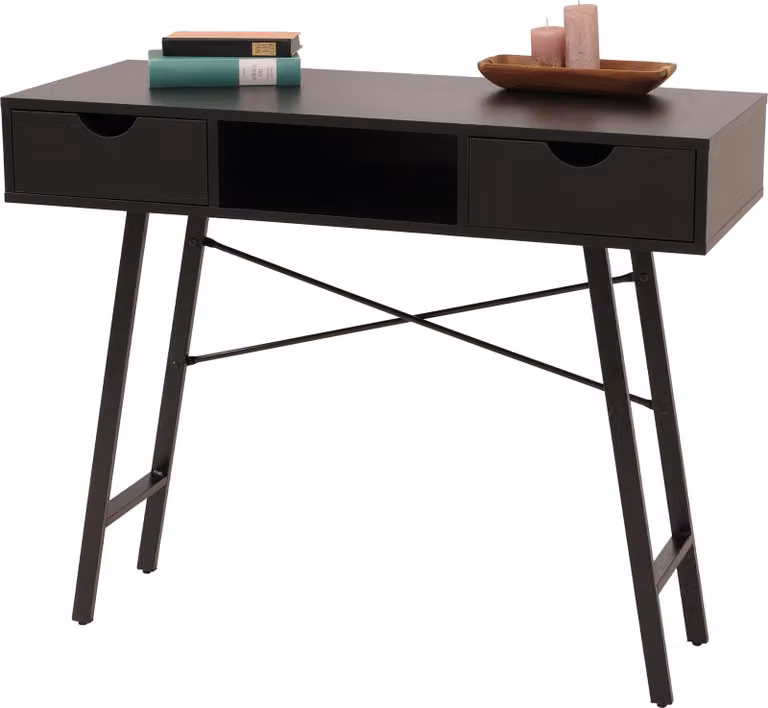 Tavolino da salotto MCW-E92, tavolino di appoggio, struttura 3D 100x40 cm ~ nero