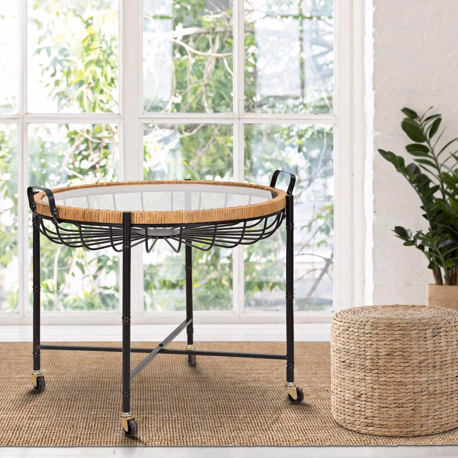 TamDao - Tavolino da Salotto, 57x65x71h cm Marrone, con Ruote