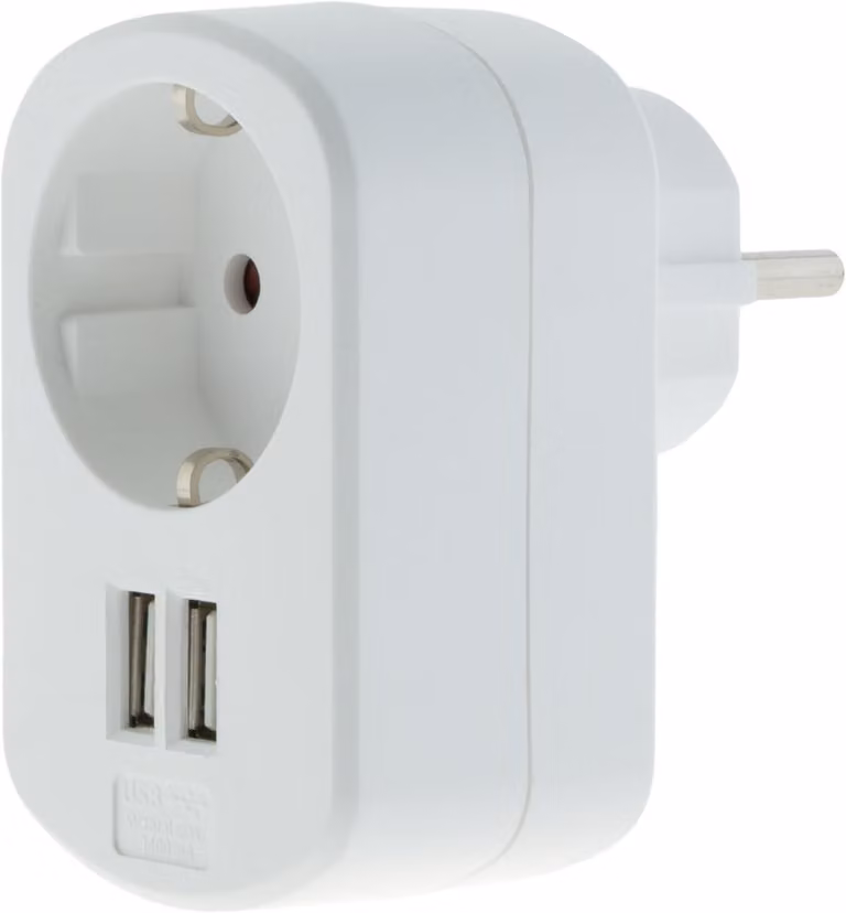 Prese a muro Schuko da 16A con 2 porte USB-A, 3.4A, colore bianco
