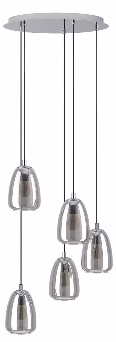 Lampadario Contemporaneo Alobrase 5 Luci Metallo Cromo