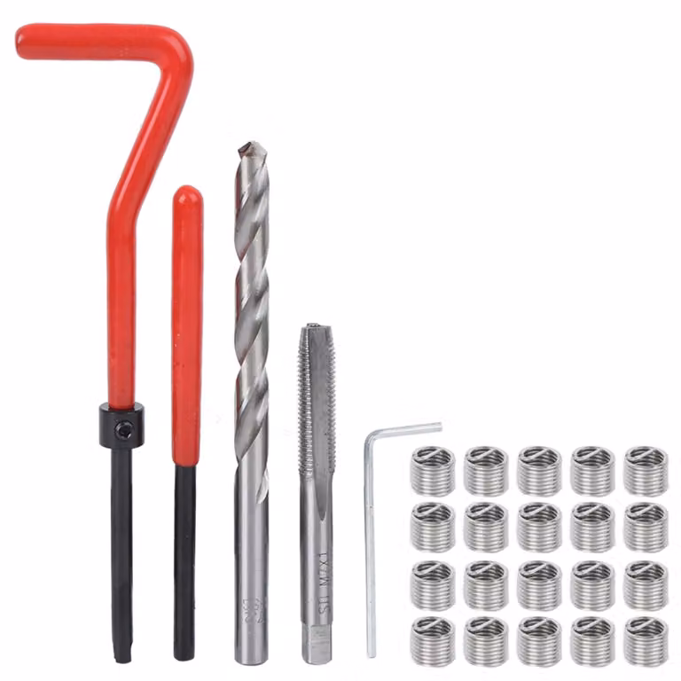 Set di riparazione filettature 25 pezzi - Strumento di riparazione - Adatto per acciaio/ferro/alluminio - Durevole - Riparazione efficiente - Lavorazione di fori ciechi - Set di filettature