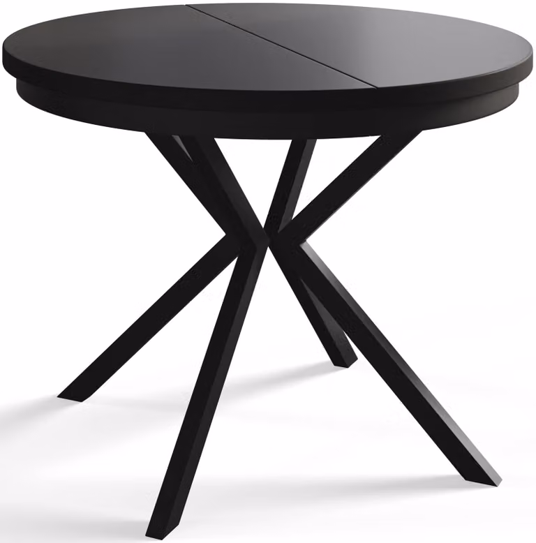 Alpi Moebel, Tavolo da Pranzo Rotondo, Tavolo da Cucina Allungabile, Diamentro: 90-170 cm, Gambe in metallo Nere, Nero, Collezione Bergo