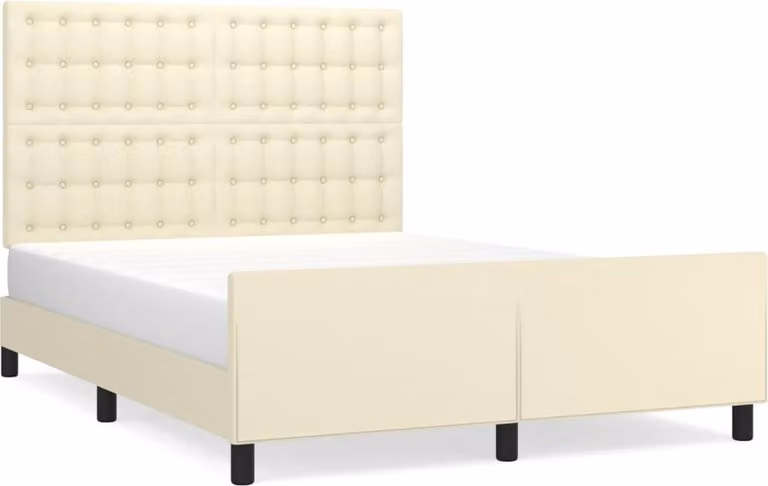 Giroletto con Testiera Crema 140x190 cm in Pelle finta