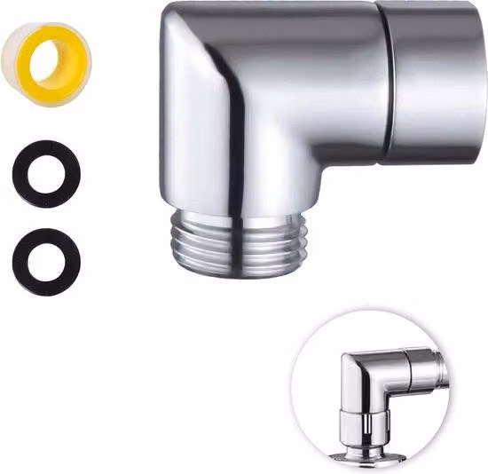 Adattatore per doccia - angolare a 90 gradi - ottone massiccio - adattatore per braccio doccia - raccordo per braccio doccia - raccordo per tubo flessibile.