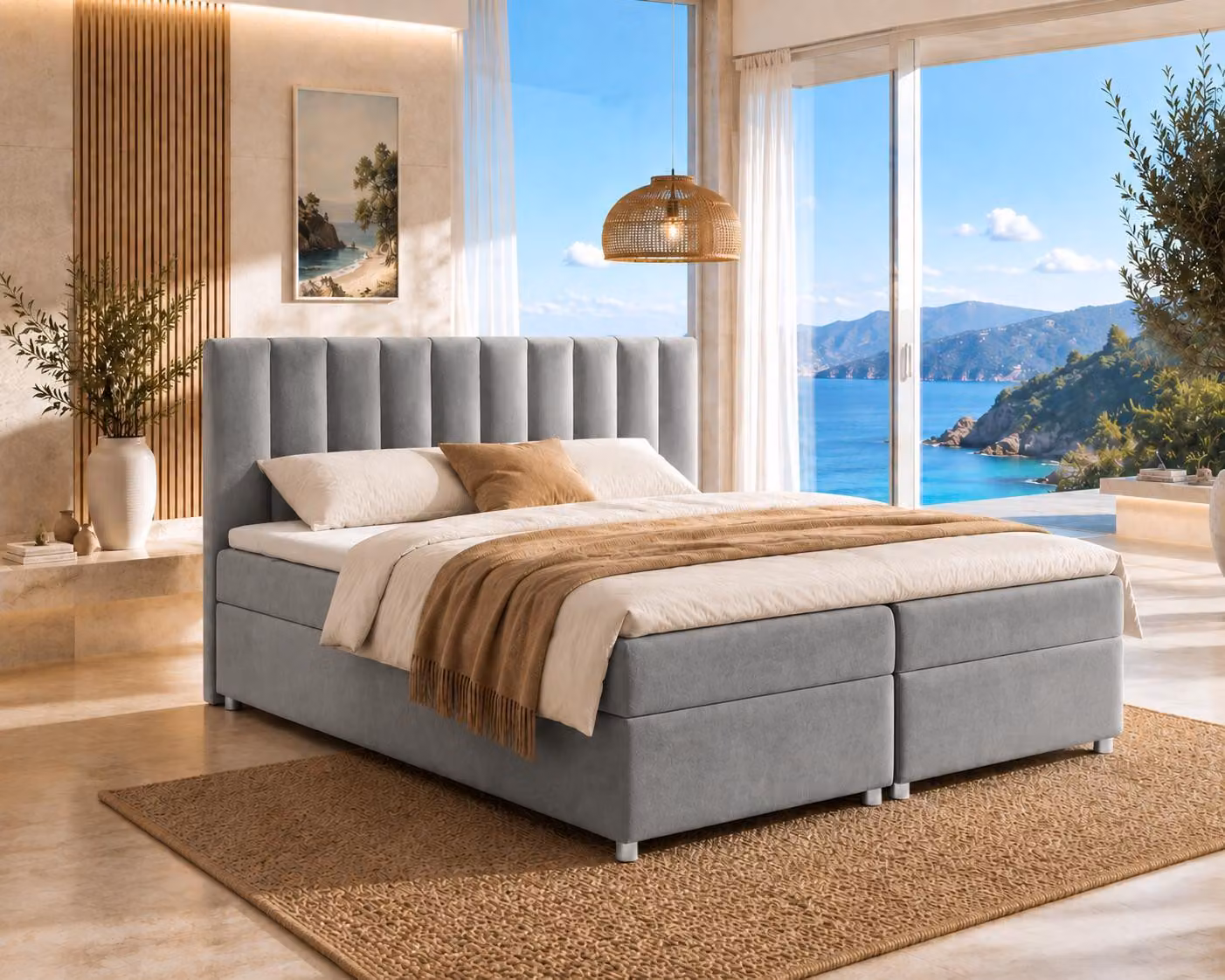 Best For Home Trinity K-10 letto a molle insacchettate | letto con rete a molle Bonell incl. topper | letto imbottito 160x200 con consegna a domicilio