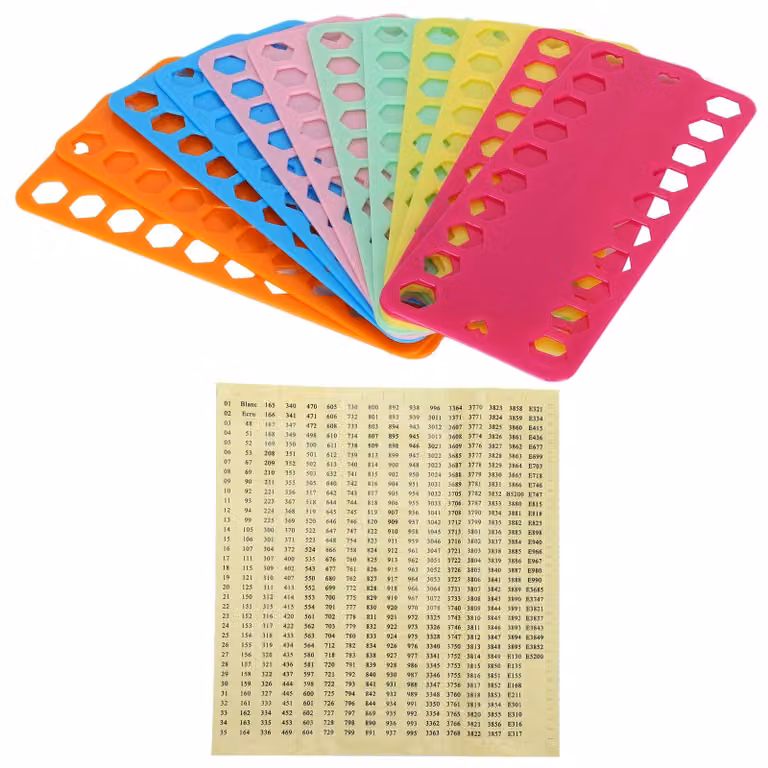12 organizer per fili da ricamo a punto croce in plastica colorata con 20 fori per filo interdentale e bobine