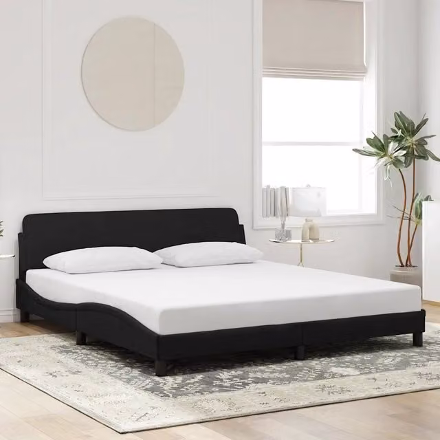 Letto con giroletto Dover vidaXL in velluto nero L/P/H: 180 x 200 x 185 cm – 1