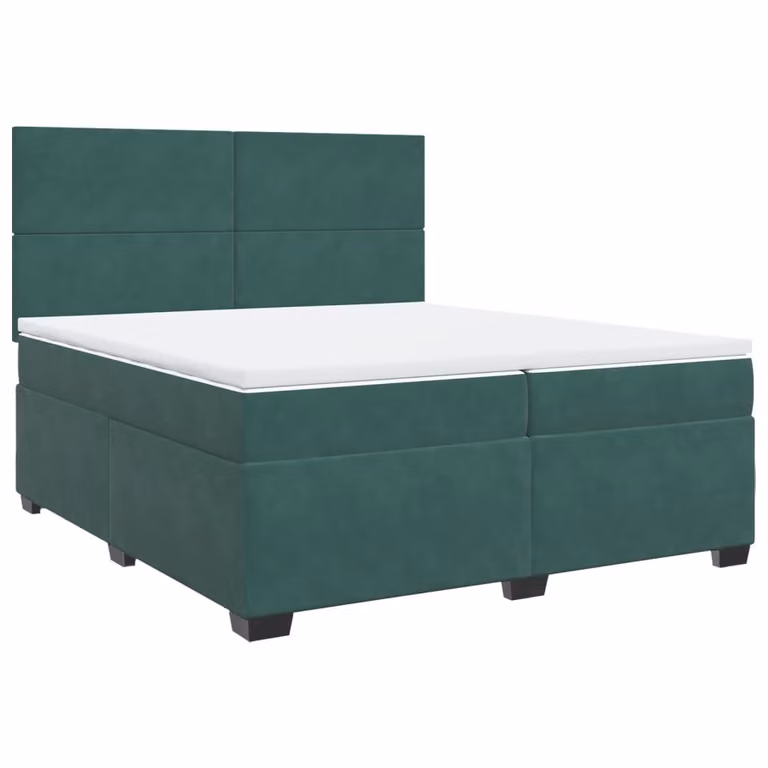 Giroletto a Molle con Materasso Verde Scuro 200x200 cm Velluto