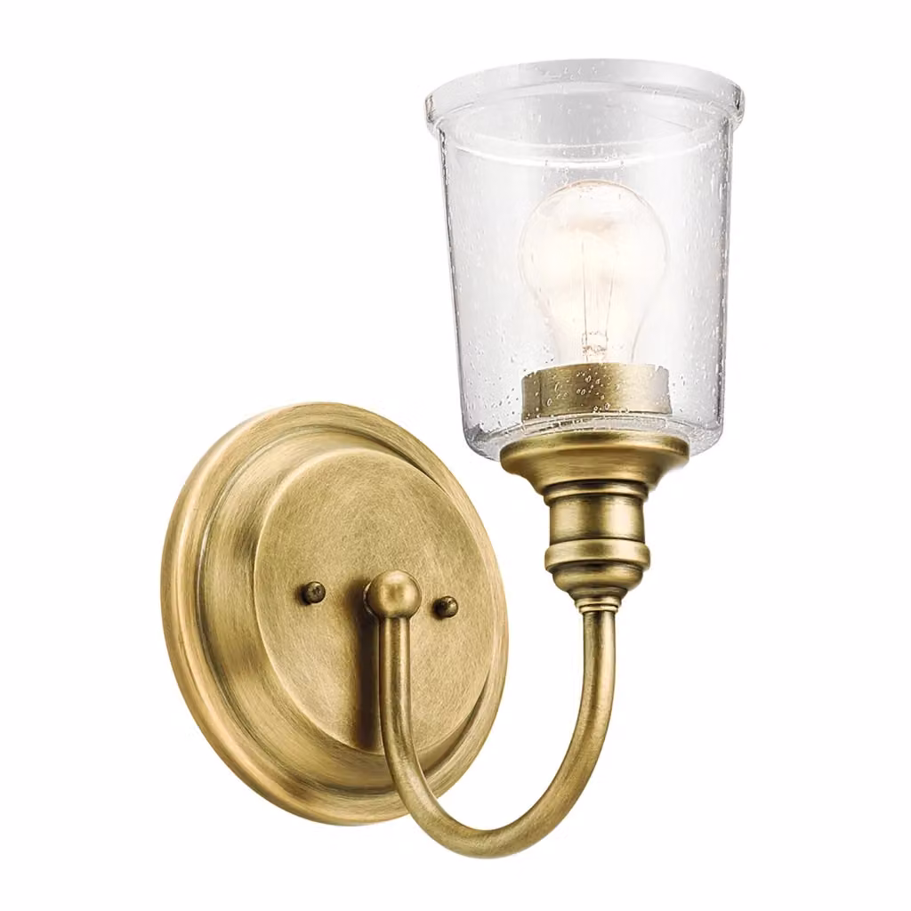 Applique Contemporanea Waverly KICHLER in Ottone e Vetro Trasparente con Attacco E27 – 2