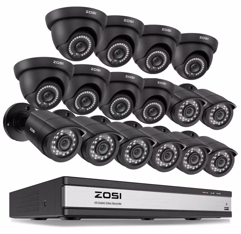 Sistema di telecamere di sicurezza CCTV, risoluzione 1080P, 16 canali, 16 telecamere con registratore DVR a 16 canali, Nessuno, 16 telecamere con registratore DVR a 16 canali, Nessuno