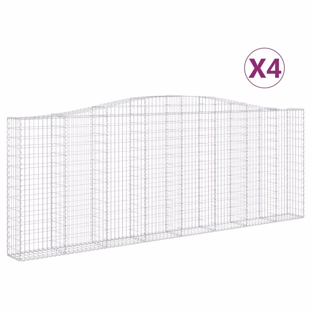 Cesti Gabbioni ad Arco 4 pz 400x30x140/160 cm Ferro Zincato