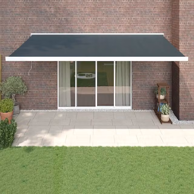 Tenda da Sole Retrattile vidaxl con Bracci Pieghevoli in Alluminio e Poliestere, Colore Antracite, L: 500 cm, P: 300 cm