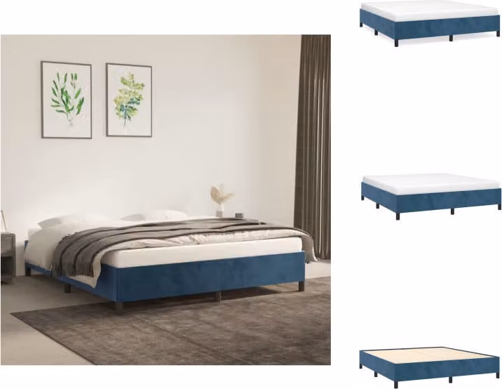 vidaXL Struttura letto blu scuro 160x200 cm in velluto - Letti e strutture letto