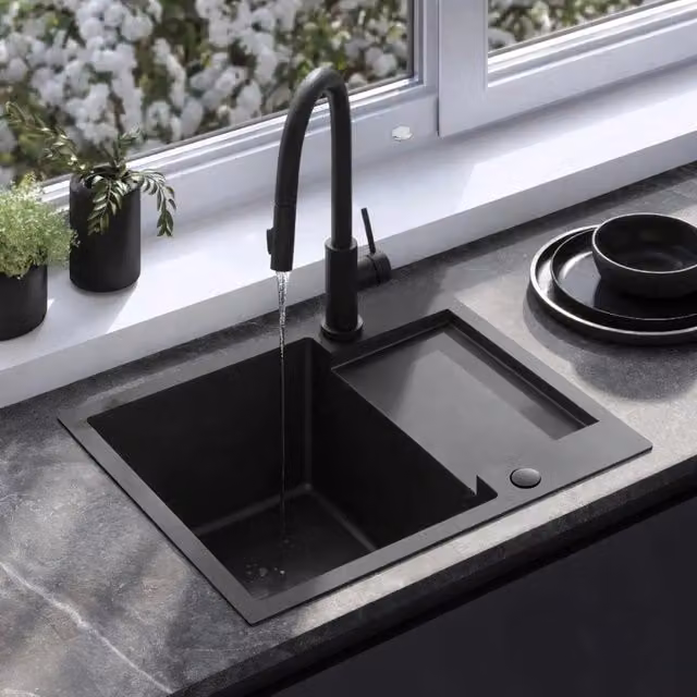 Lavello da cucina in acciaio Rea Paul Black senza rubinetto