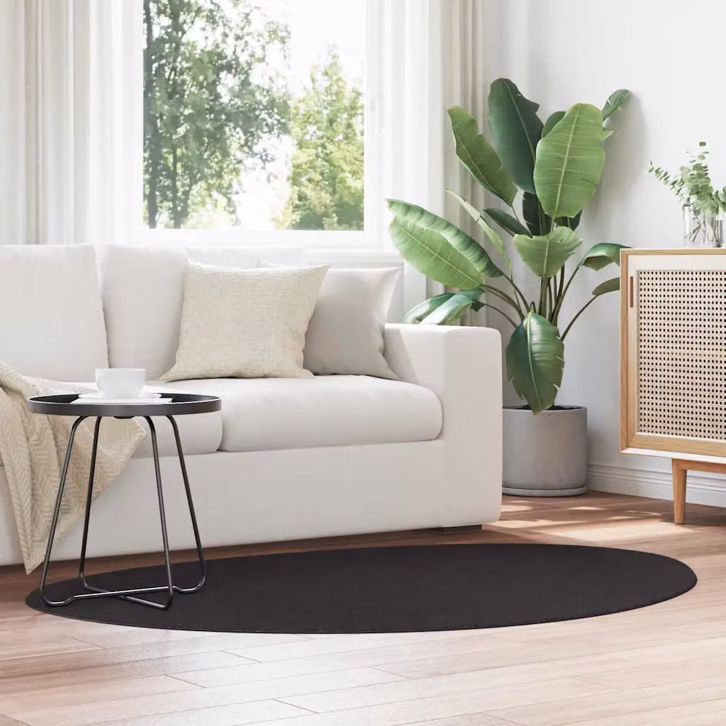 Tappeto moderno vidaXL HUARTE nero in poliestere, lavabile e antiscivolo, L 120 x P 170 cm