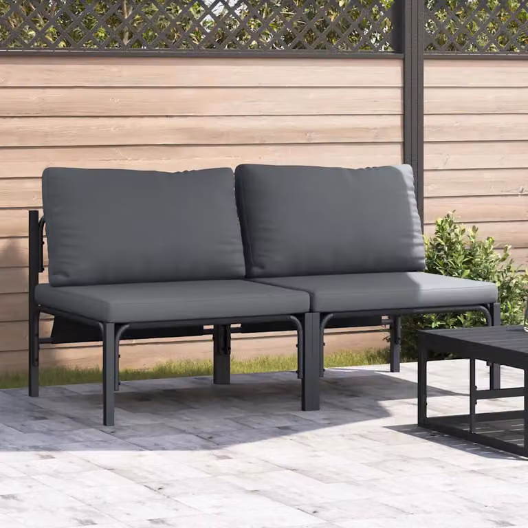 Set di mobili da esterno vidaXL composto da 2 pezzi con divano a L, colore antracite, in acciaio verniciato e tessuto, L/P/H: 80 x 80 x 71 cm