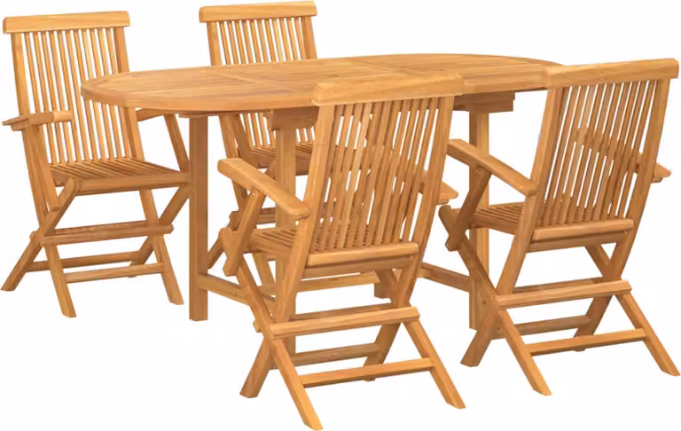 Set da Pranzo per Giardino 5 pcs Marrone Legno di teak solido