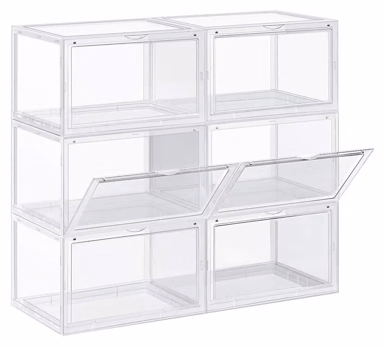 Contenitori per scarpe impilabili – bianchi – 28 x 36 x 22 cm