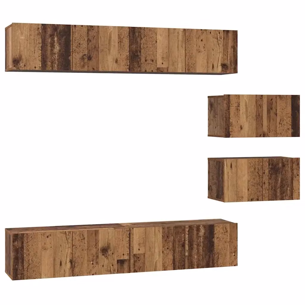 Set mobile TV moderno vidaXL in legno ingegnerizzato color marrone opaco, 6 pezzi – 2