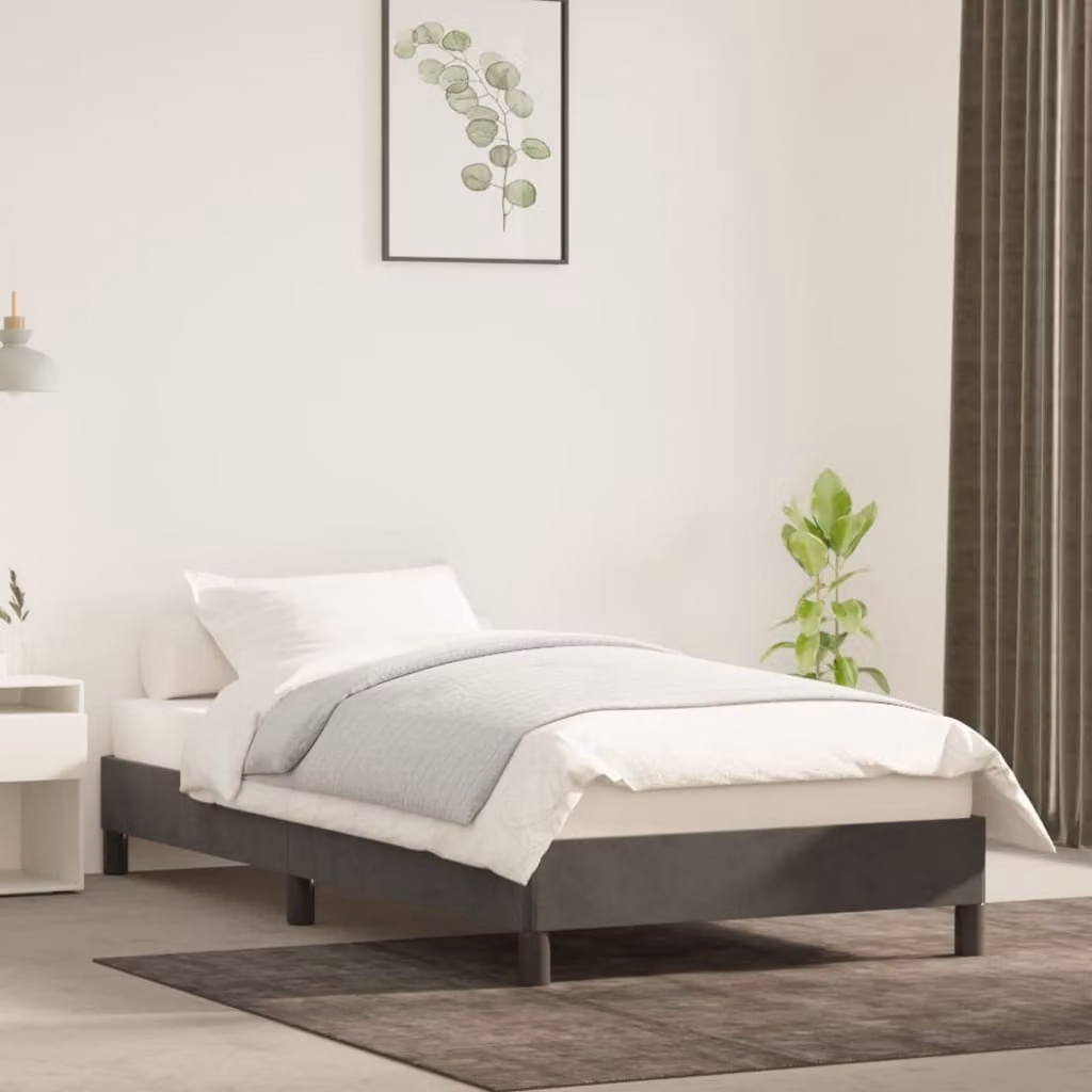 The Living Store Struttura letto grigio scuro 90x200 cm in velluto