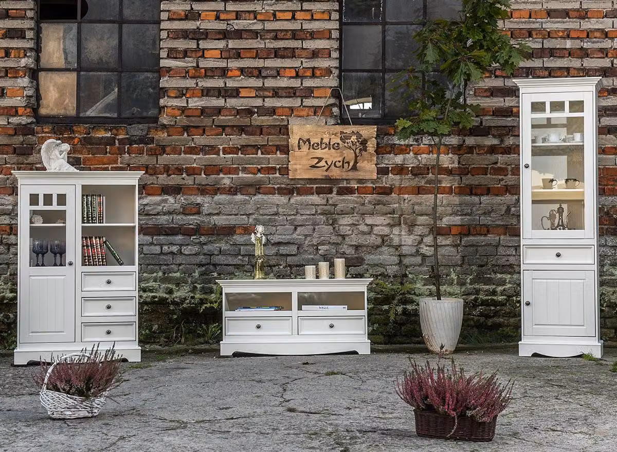 Wohnzimmer Set Vitrine Bücherregal Sideboard Wohnwände Kommoden Design 3tlg.