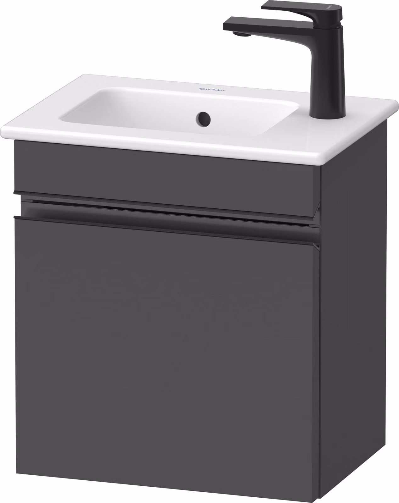 Duravit Sivida bâti-support pour lavabo, charnières à gauche, poignée encastrée noir diamant mat, 400x287x443mm, pour ME by Starck, SV4642LBD490000, SV4642LBD490000