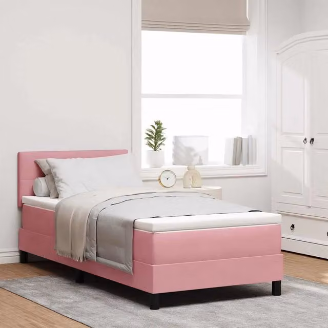Letto a molle con testiera in velluto rosa vidaXL L/P/H: 203 x 90 x 140 cm