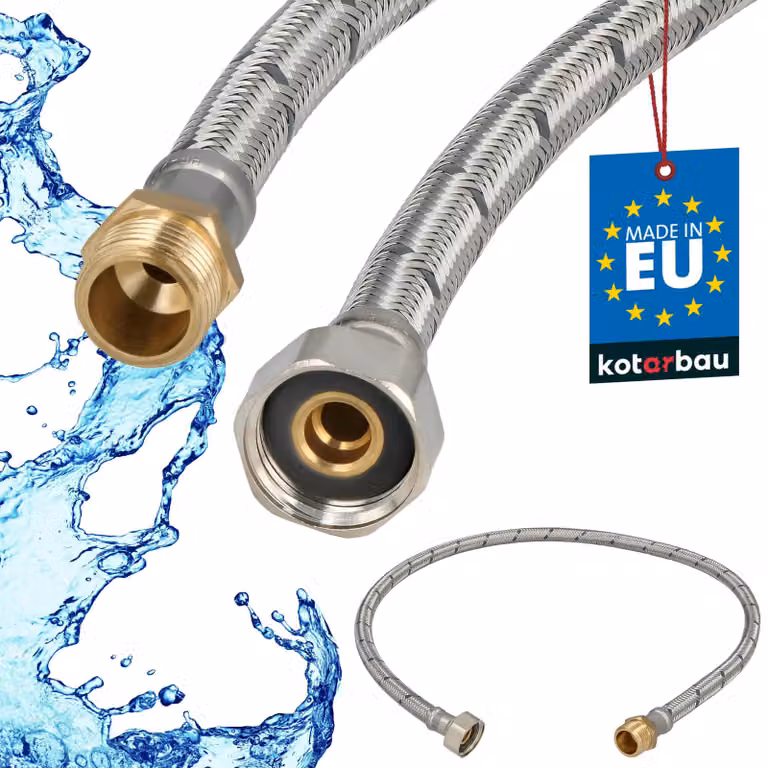 KOTARBAU® Tubo Flessibile per Rubinetto 1/2" x 3/8" Rinforzato 80cm Tubo Flessibile Rubinetto Cucina Maschio x Femmina Acciaio Inox