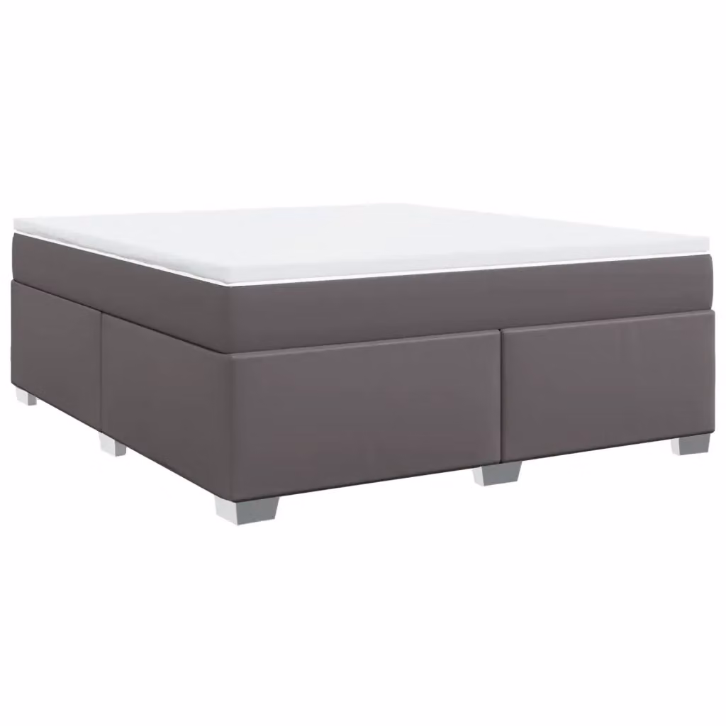 Letto con Giroletto a Molle e Materasso Ibrido vidaXL in Similpelle Grigio e Bianco L/P: 180 x 200 cm – 2