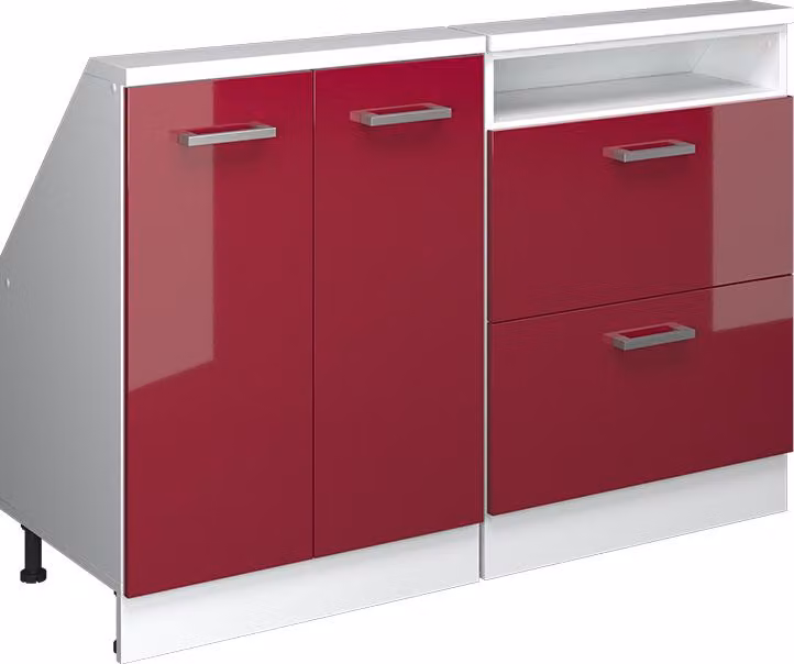 Mobile cucina sottotetto Vicco R-Line Rosso lucido/bianco 120 cm Set di 2, Model 58124