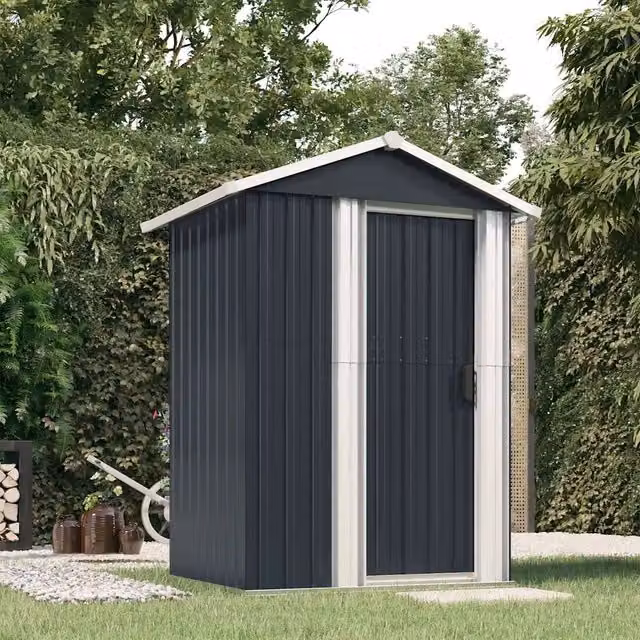 Capanno da Giardino Videx in Acciaio Zincato Antracite L: 126 cm, P: 97,5 cm, H: 177 cm