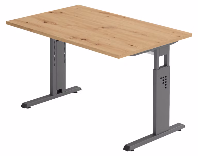 bümö Scrivania Serie-O - Decorazione: rovere nodoso, dimensioni: 120 x 80 cm, struttura: grafite