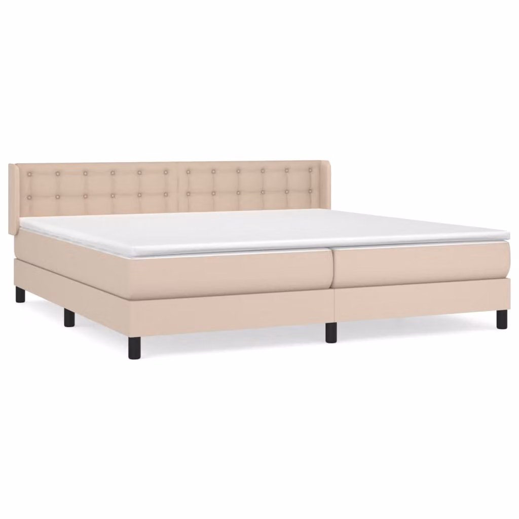 Giroletto a Molle con Materasso Cappuccino 200x200cm Pelle finta