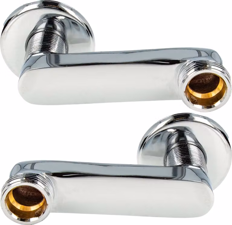 raccordo tecuro S sfalsato di 80 mm, per rubinetti a parete, set di 2
