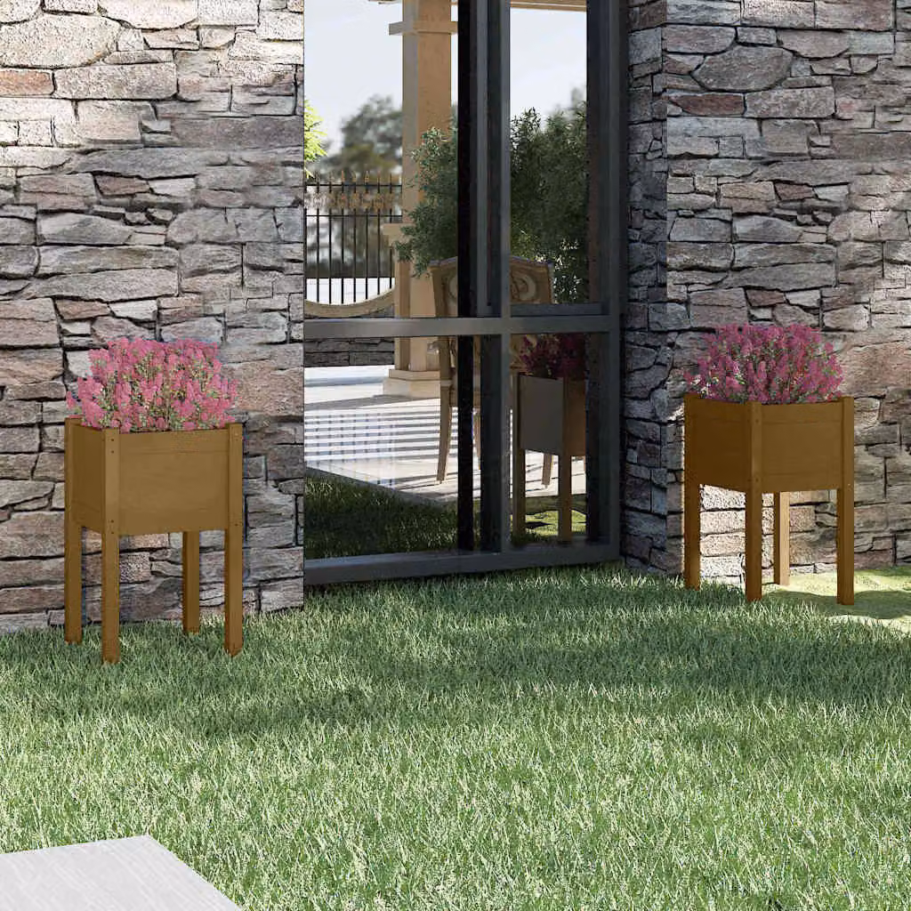 Set di 2 fioriere da giardino vidaXL in legno marrone L/P/H: 40 x 40 x 70 cm