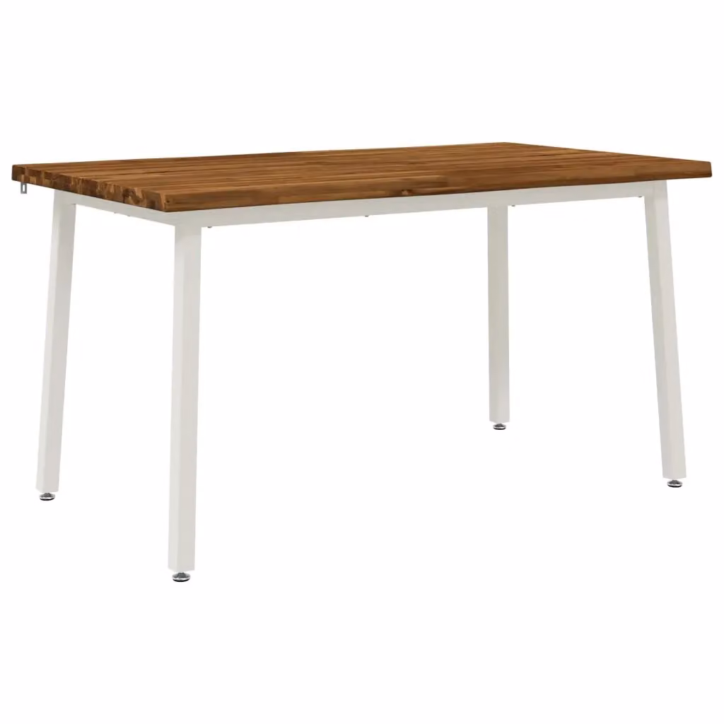Tavolo da pranzo rettangolare moderno vidaXL in legno di acacia massello e metallo, Colore Naturale e Bianco, L: 140 cm, P: 80 cm, H: 75 cm – 2