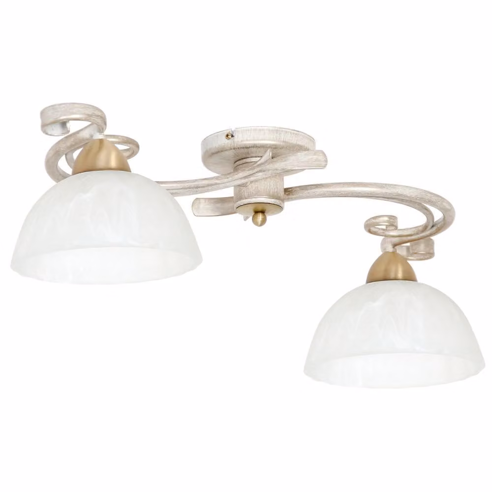 Lampada da soffitto decorativa crema 2 paralumi in vetro Aurora 2xE27 15W Luminex