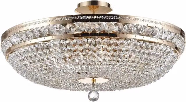 Plafoniera Contemporanea Ottilia Metallo Oro 12 Luci Diffusori Metallo