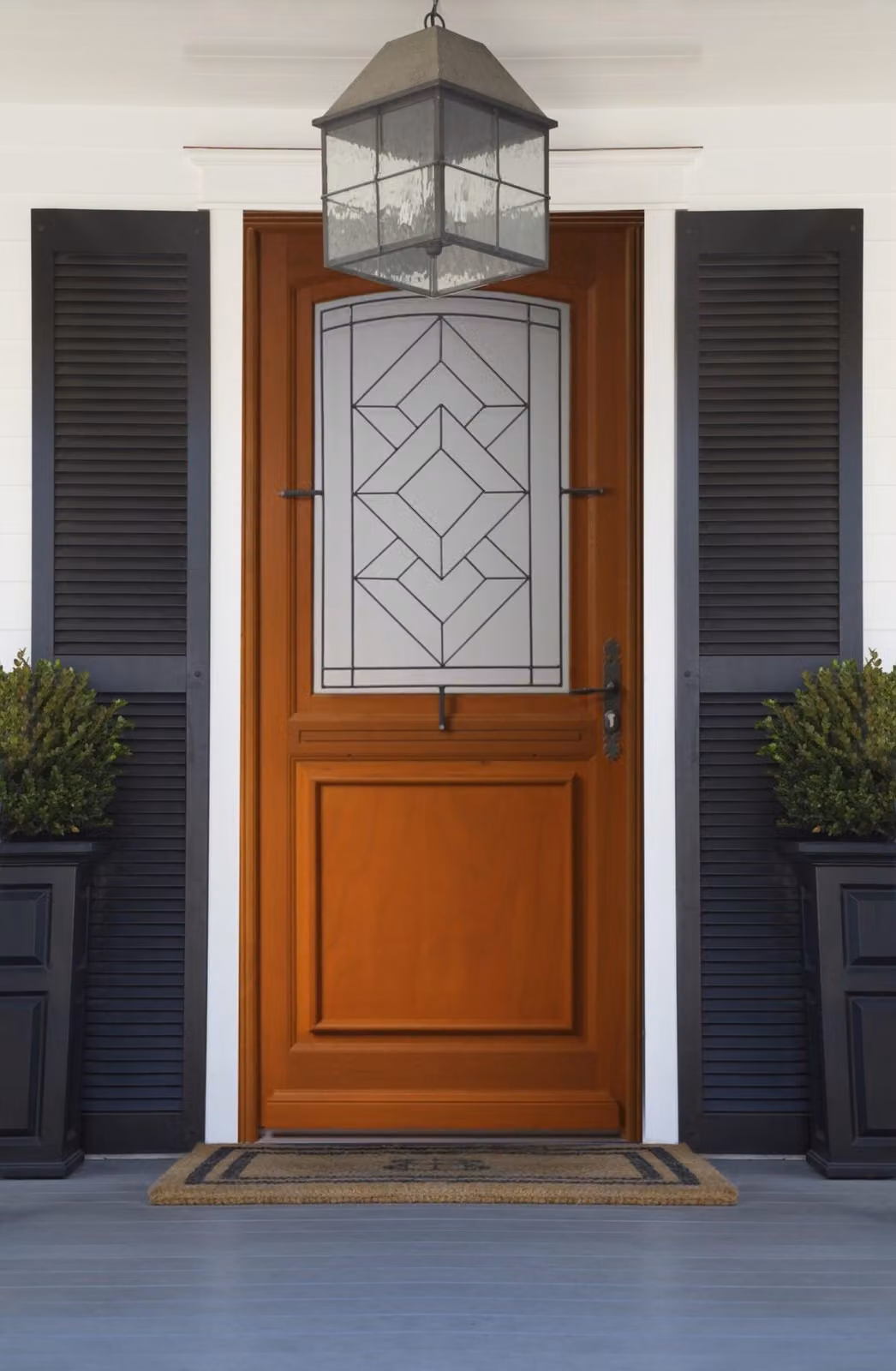 Porta d'ingresso in legno con vetrata Elma, H.215xL.90 cm, lato tavolo P. sinistra, GD MENUISERIES