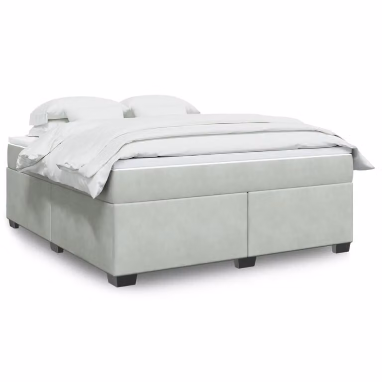 vidaXL Giroletto a Molle con Materasso in Velluto Grigio Chiaro L/P: 180 x 200 cm