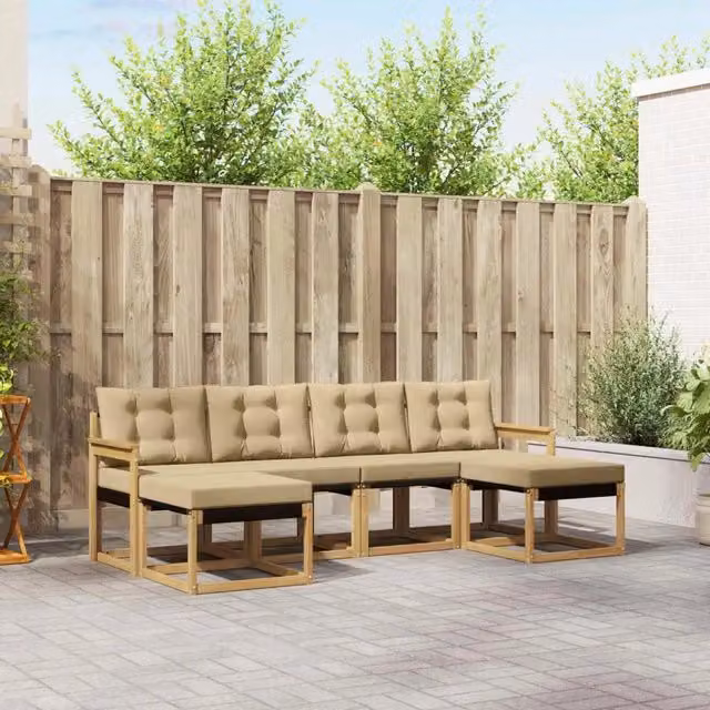 Set di divani da esterno 6 pz Bianco e Beige 3389735