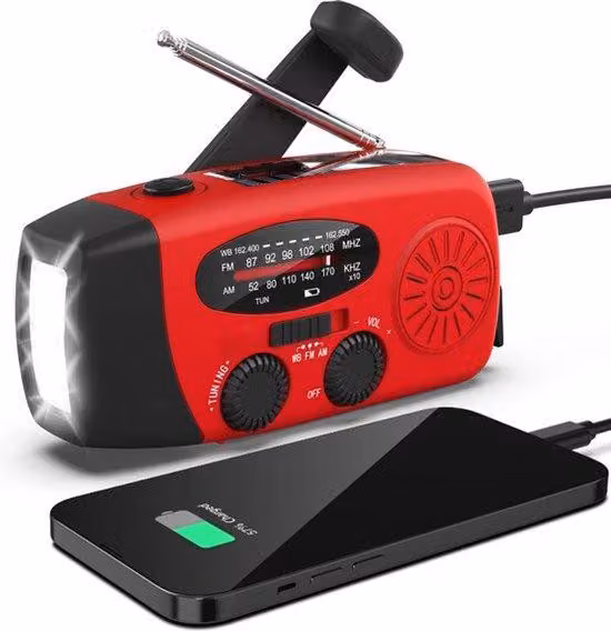 Radio di emergenza a energia solare con batteria ricaricabile - Ad azionamento manuale - Radio di emergenza - A energia solare - Radio di emergenza con batteria ricaricabile - Radio di sopravvivenza - Torcia / Powerbank - Kit di emergenza - Audio per te -