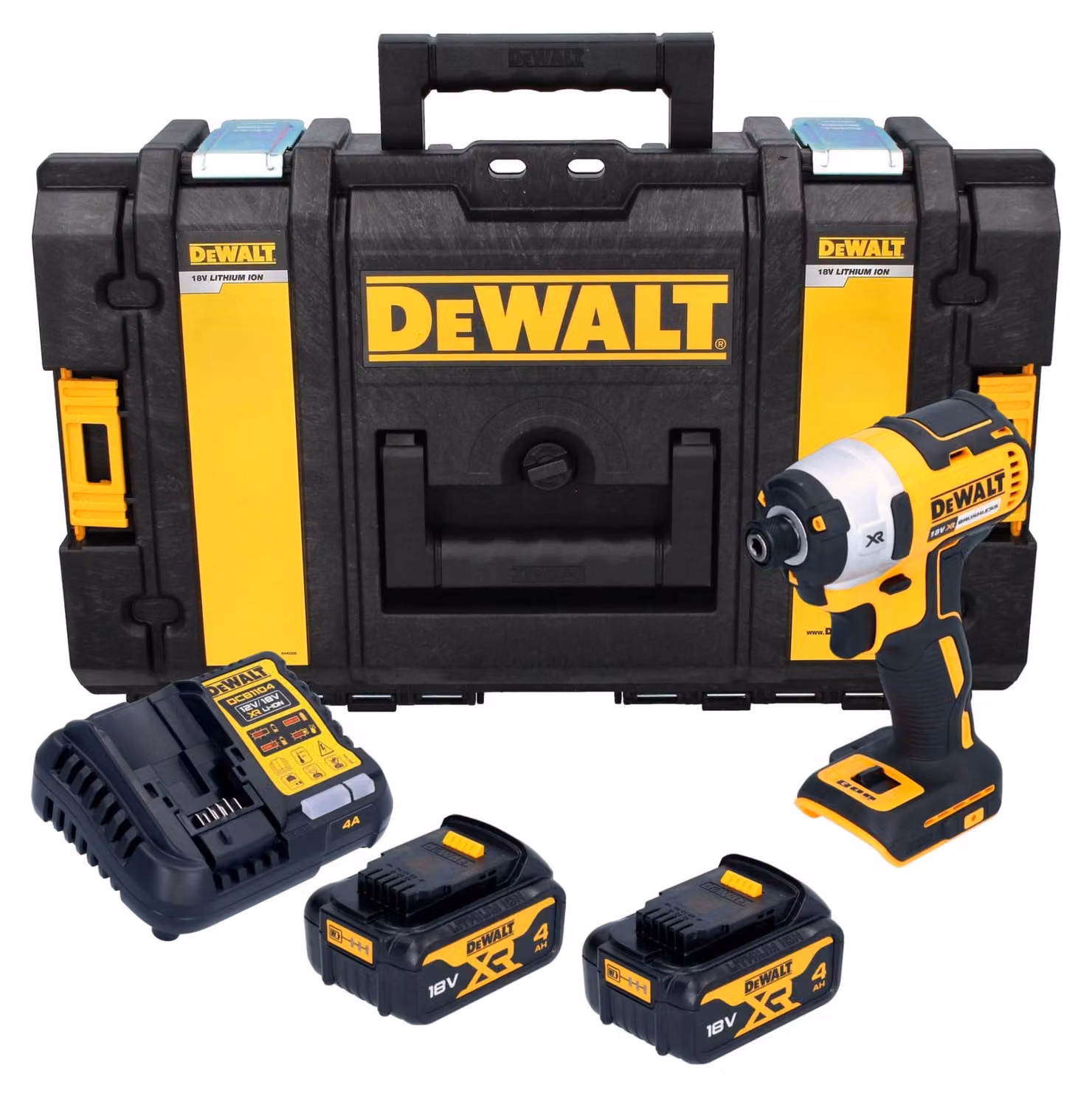 Avvitatore a impatto a batteria DeWalt DCF 887 M2 18 V 205 Nm 1/4" brushless + 2 batterie da 4,0 Ah + caricabatterie + valigetta Tough Box