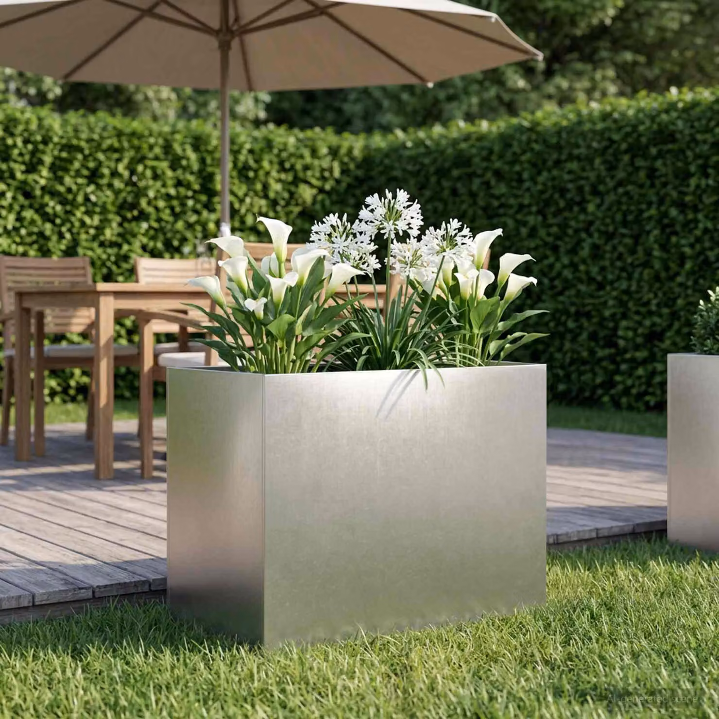 Vaso da giardino vidaXL in acciaio inox argento L 50 x P 40 x H 50 cm