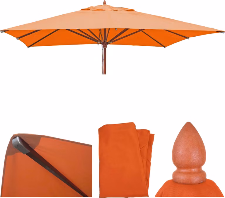 Copertura di ricambio per ombrellone da esterno in legno, modello HWC-C57, copertura per ombrellone, quadrata, 3x3 metri, in poliestere, colore terracotta